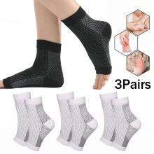 3 paar anti-vermoeidheidssokken voor de enkels, pijnverlichtende compressiesokken voor mannen en vrouwen, sport- en yogasokken, wit, maat L/XL