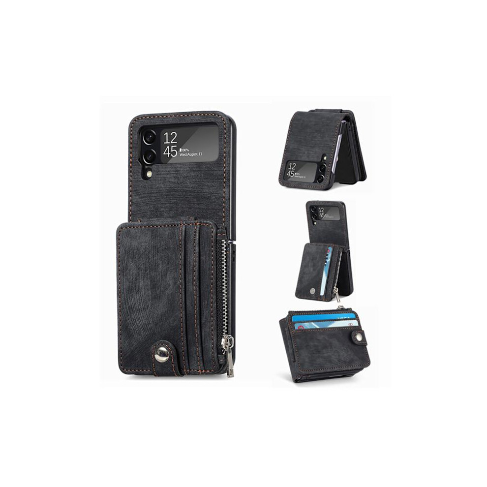 Compatible With Samsung Galaxy Z Flip 4 - Stylish Case With Card Holder Black 9499224650329
