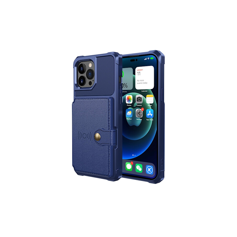 Compatible With Iphone 14 Pro Max - Stylish Case With Card Holder Blue 9499224650336