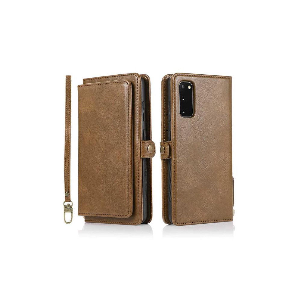 Compatible With Samsung Galaxy S20 - Practical Stylish Wallet Case Brown 9499224650244