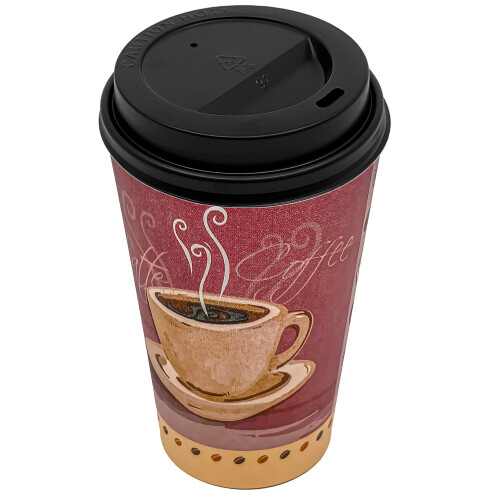 VeZee16oz Θερμοδοχεία μιας χρήσης50CT, Ανθεκτικό πολυαιθυλενογλυκό χαρτί με μαύρα