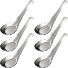 6 Pcs Stainless Steel Flat Spoon Kids Silverware Mixing Spoons Child Student Portable Soup Supply Multifunction