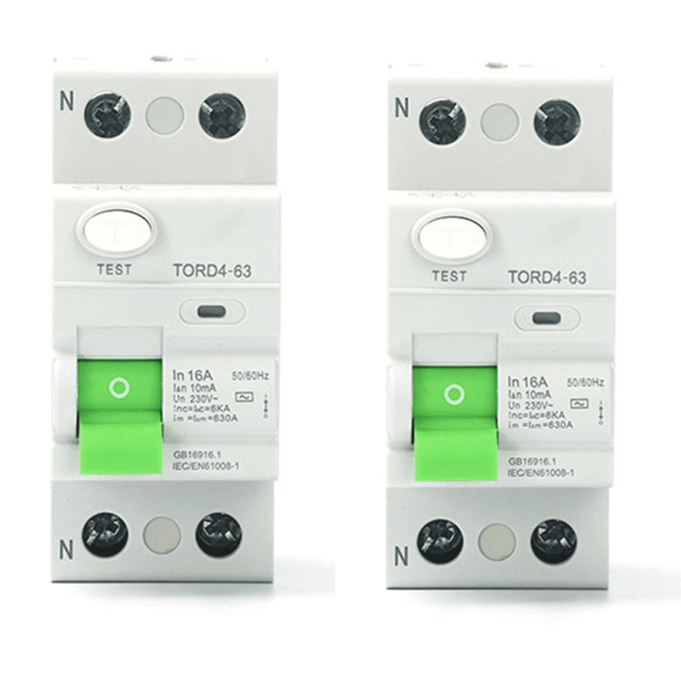 2X Ac 2P 6Ka Rccb Rcd 230V Residual Current Circuit Breaker Differential Breaker Safety Switch Tord463, 2P 16A 10Ma 9499224650947