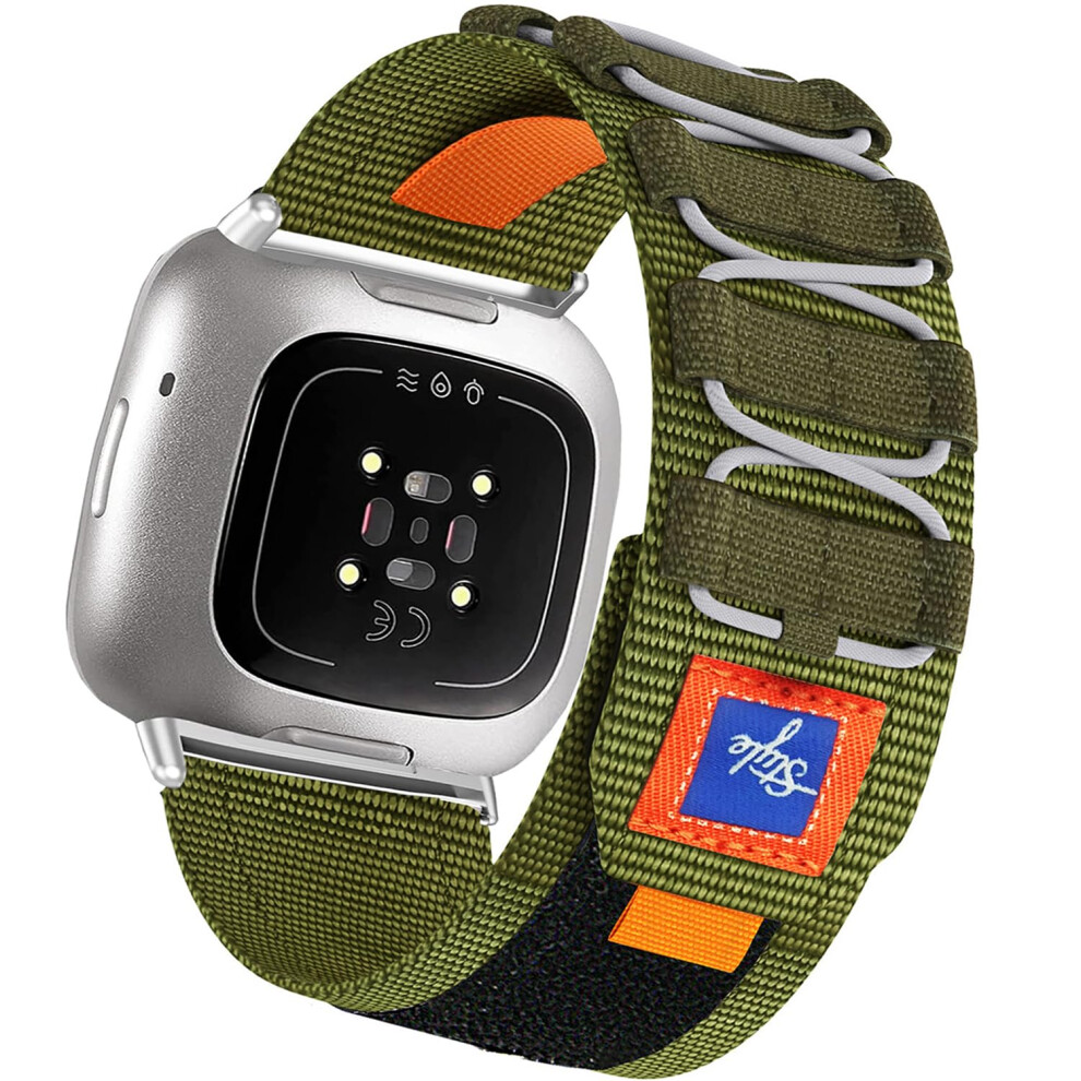 Breathable Stretchy Nylon Band Compatible With Fitbit Versa 4 3 And Sense 2, Adjustable Soft Sport Strap (Green) Green 9365369297968