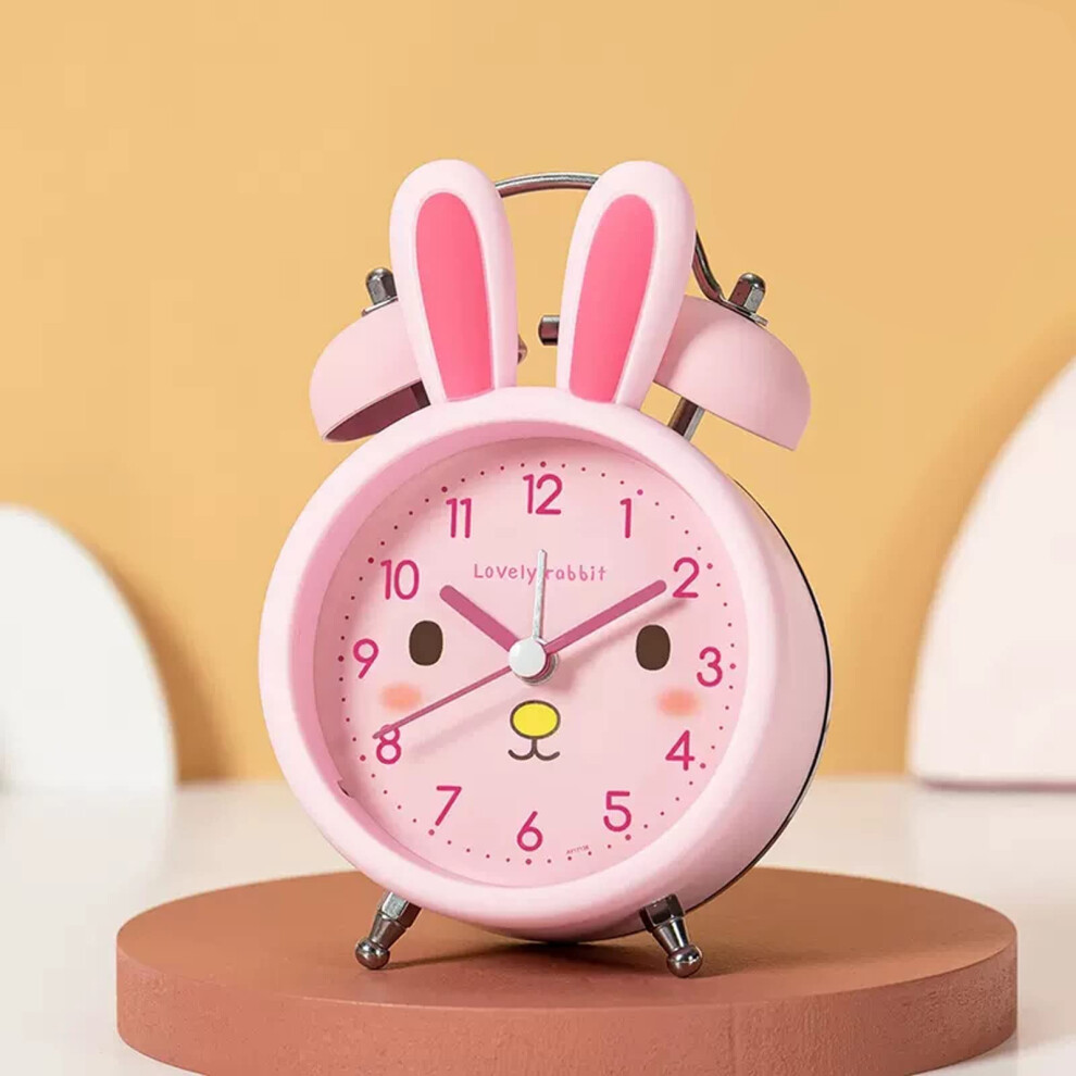 Digital Alarm Clock With Cute Rabbit Design, Silent Nonticking Night Battery Operated Kids Bedside Clock Light