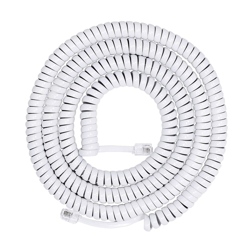 Telephone Handset Cord With Clear Voice, Tangle Coiled Rj9 Rj11 4P4c Landline Cable White/Black 9113335141728