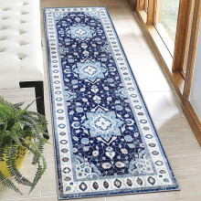 Moroccan Trellis Hallway Runner Rug NonSlip Low Pile AntiFatigue Kitchen Floor Mat 2.6x8 Dark Blue
