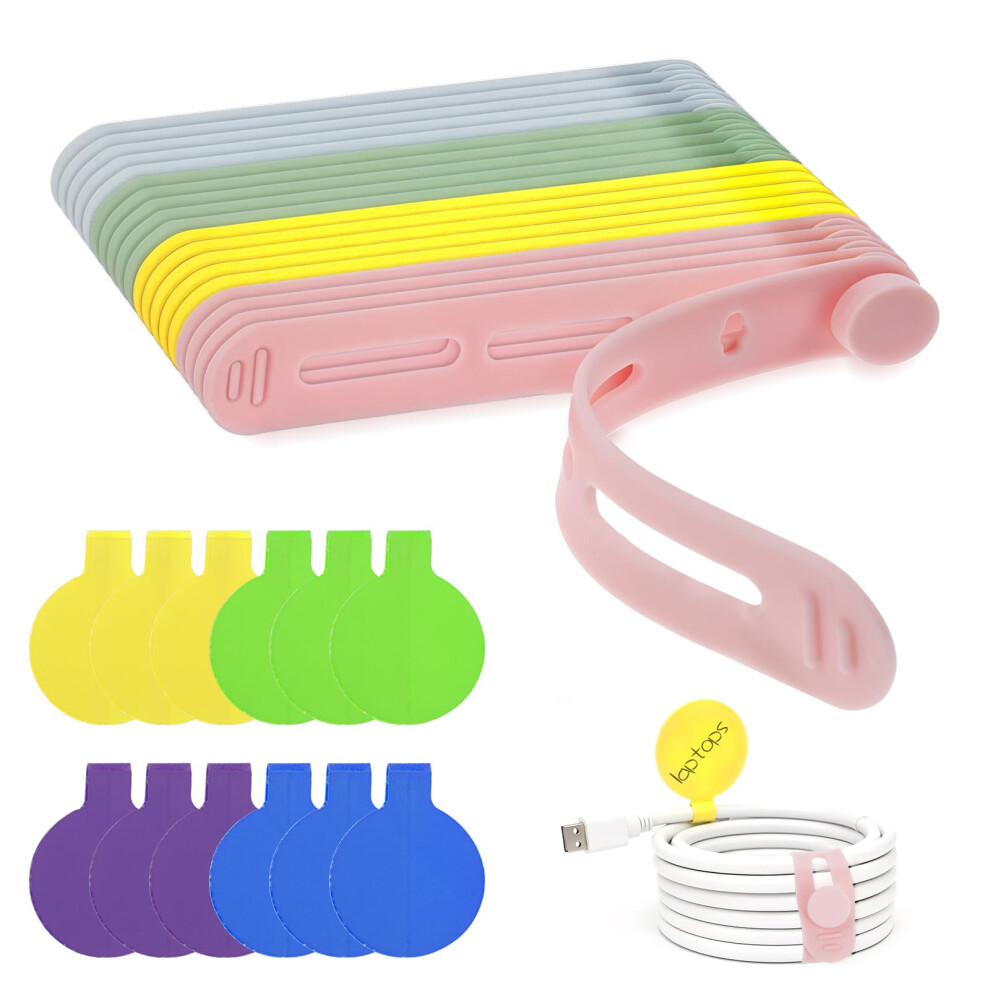 Reusable Silicone Cable Ties With Writable Cord Labels For Tangle Cable Management At Home Or Office 9164114981820