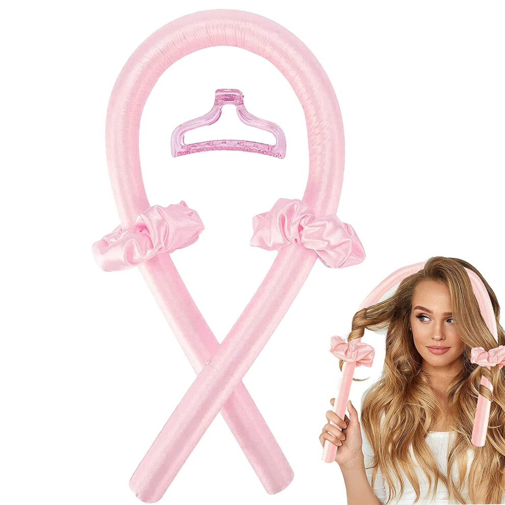 Heatless Hair Curlers for Long Hair, Silk Curling Headband with Clips for Overnight No Heat Waves