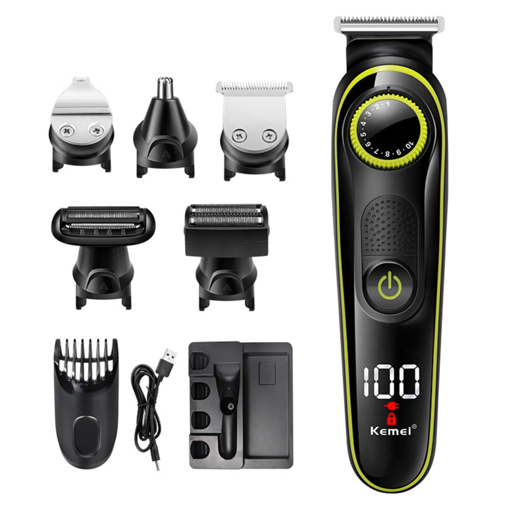 Rechargeable Cordless Hair Clipper Kit 5in1 Beard Trimmer Set for Men with LCD Display and USB Charging