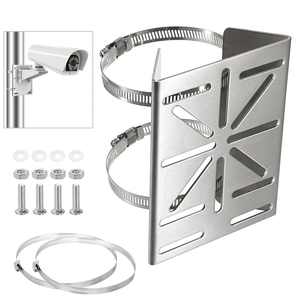 Stainless Steel Pole Mount Bracket For Security Camera, Nodrill Rustresistant Outdoor Cctv Adapter 9164114982230
