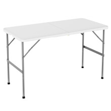 4ft (122cm) Folding Table Heavy Duty Indoor & Outdoor Plastic Table for Garden, Picnic, BBQ, Camping, Party & Catering White