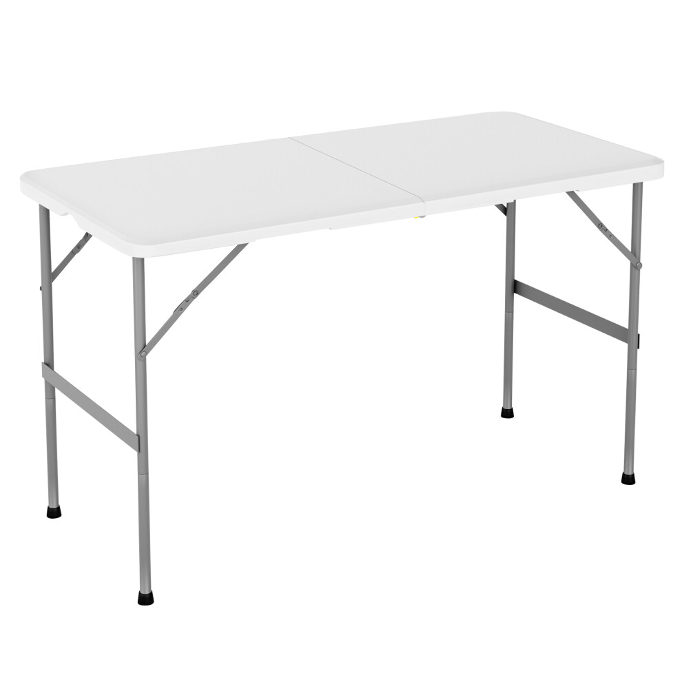 Mcc 4Ft (122Cm) Folding Table Heavy Duty Indoor & Outdoor Plastic Table For Garden, Picnic, Bbq, Camping, Party & Catering White