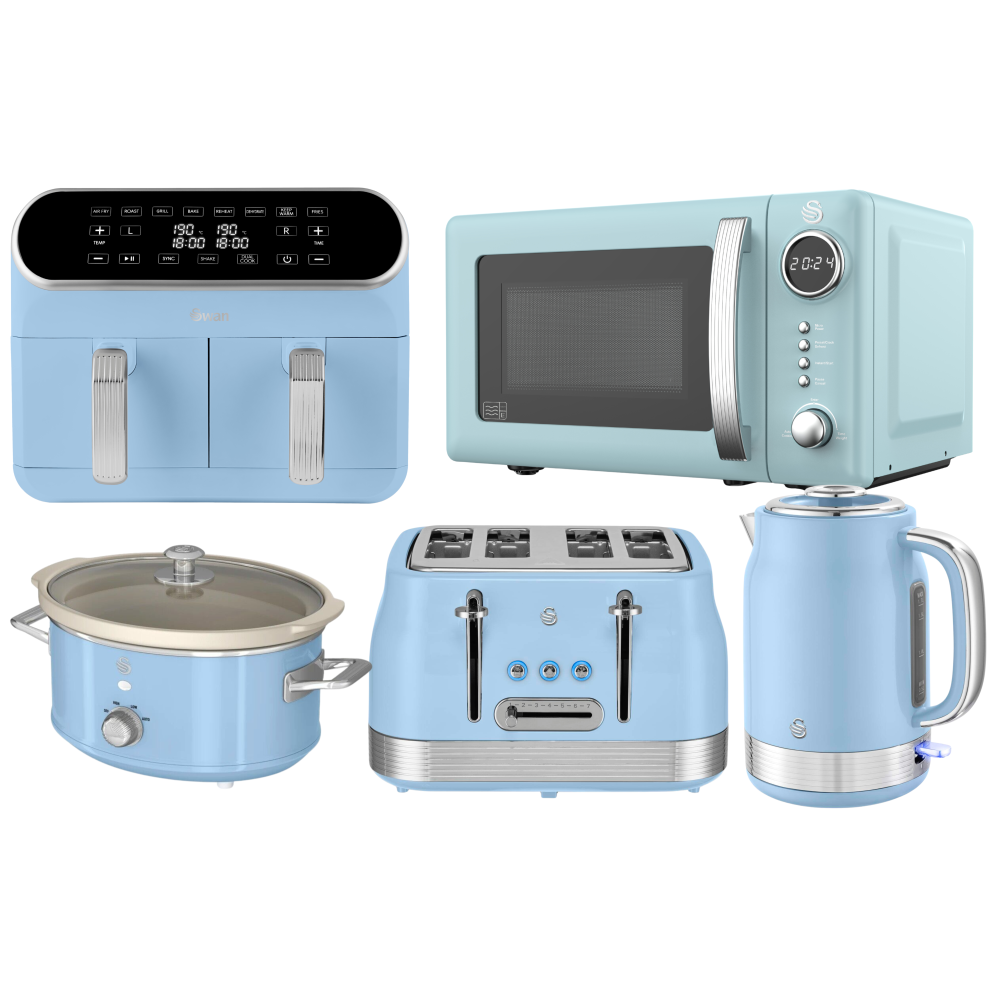 Swan Retro Revive Kettle Toaster Microwave Air Fryer Slow Cooker Blue
