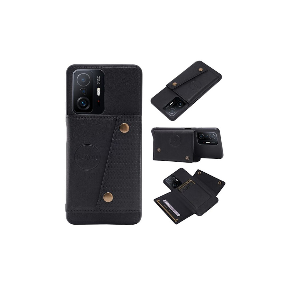 Compatible With Xiaomi Mi 11T - Practical Stylish Case With Card Holder Black 9173940168244