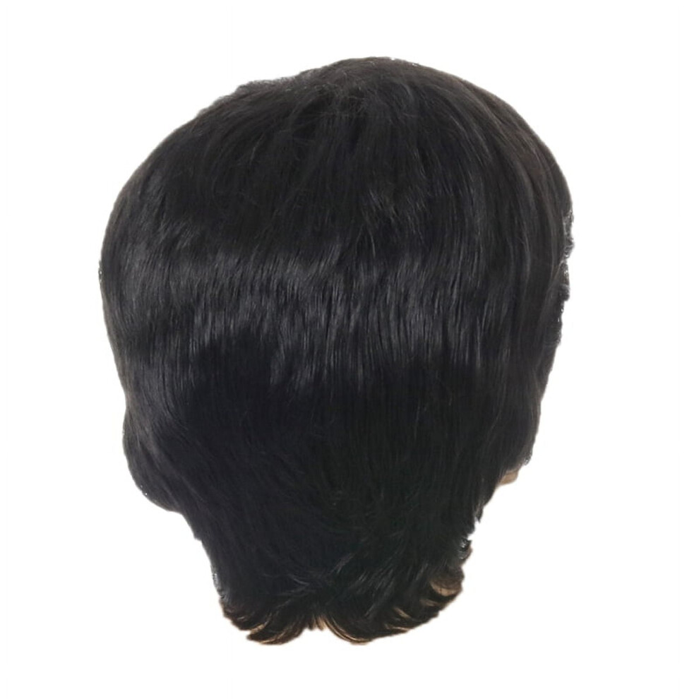 Unisex Black Fashion Wig Short Male Straight Synthetic Wig For Men Hair Fleeciness Realistic Natural Toupee Wigs
