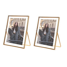 Ramă foto metalică 8x10, pentru fotografii de diferite dimensiuni (6x8, 5x7, 8x10), sticlă naturală, rame foto plutitoare pentru masă