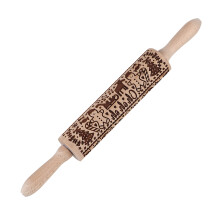 Holiday Pattern Rolling Pin, Premium Wood Ensures Safe And Environmentally Friendly Baking Adventures