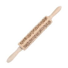 Durable Cooking Accessories, Wooden Rolling Pin With Engraved Patterns For Embossed Cookies, Ergonomic Handles Comfortable To Hold, Safe Non-Toxic