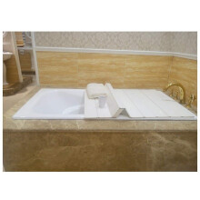 Foldable Bathtub Cover Tray PVC Dustproof Heat Retention Lid for Bath 109x70cm White