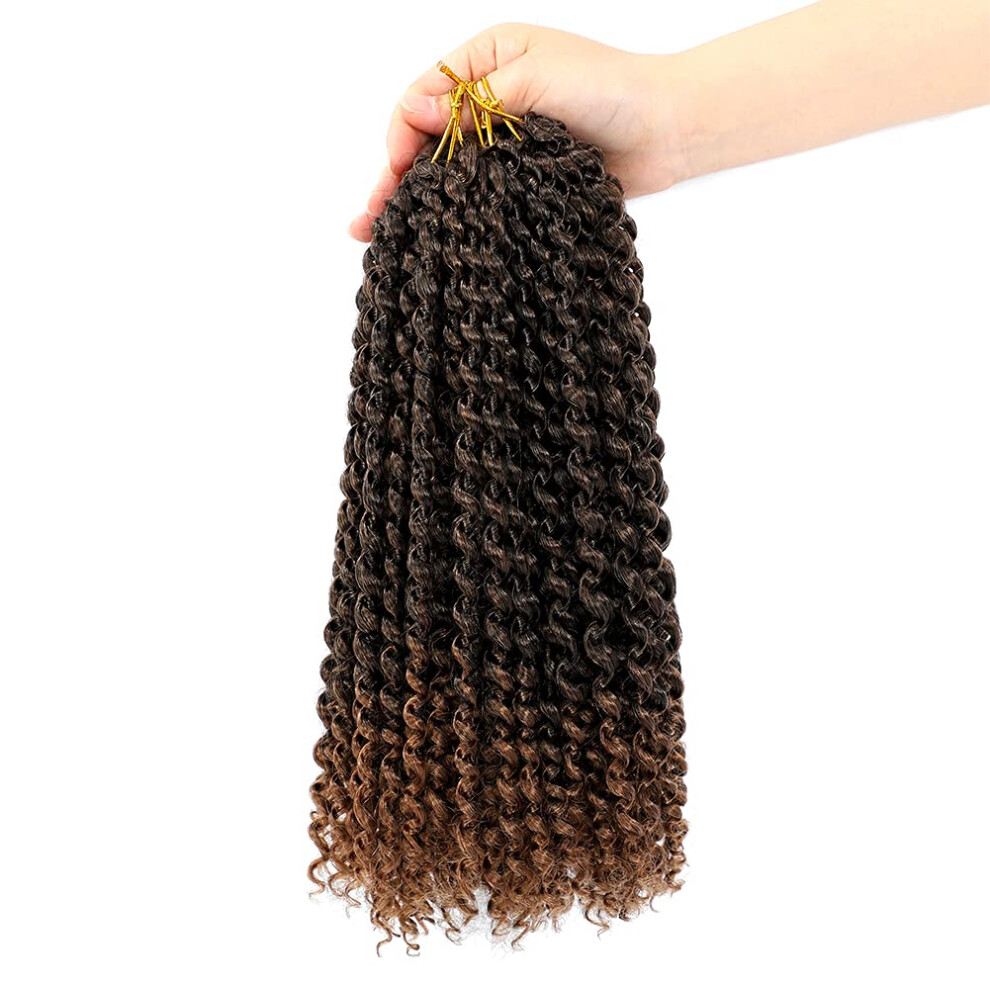 Unisex Passion Twist Hair Extensions 12 Inch Water Wave Crochet Braids T1b/30 Ombre Bohemian Style Pack Of 2