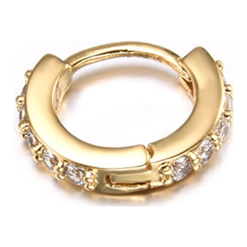 Orecchino da donna con strass, mini piercing semplice a cerchio per lobo, trago e orecchie.