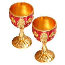Verres à vin rouges en métal rouge, style européen, en alliage, portables, pour mariage, lot de 2.