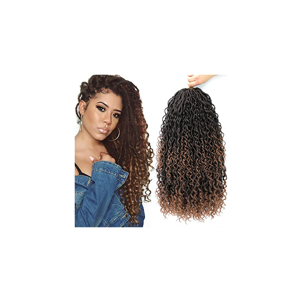 Unisex Curly Faux Locs Crochet Hair 18 Inch Goddess Locs Boho Braids Hair Extensions T1b/30