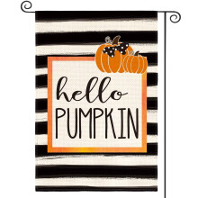Sm: )e Hello Pumpkin Herbst-Gartenflagge, 30 x 45 cm, doppelseitig, Herbstliche Gartendekoration