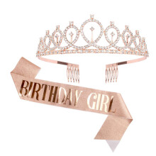 Birthday Queen and Girl Sash and Tiara Set, Gold Glitter Photoready Finish, GiftReady Party Accessories