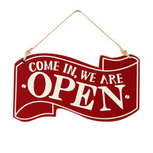 Miayilima Door Hanging Decoration Wooden Open Closed Sign Wood Hanging Double Signs for Door Window Home Wall Decoration Red