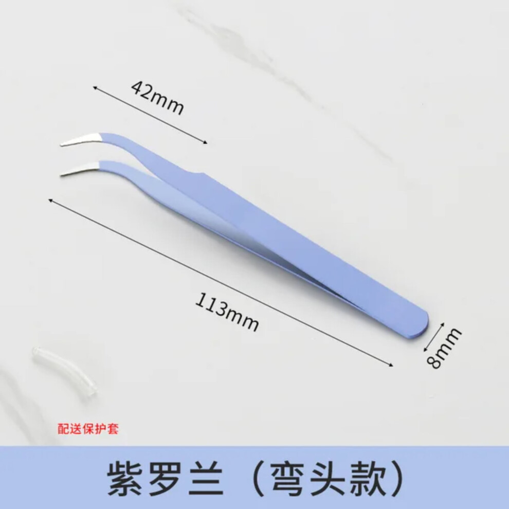 DEKAXID Stainless Steel Colored Straight + Curved Tweezers for Nail Art Sticker Rhinestones Picking Tool Eyelash Makeup DIY Tweezer Tool