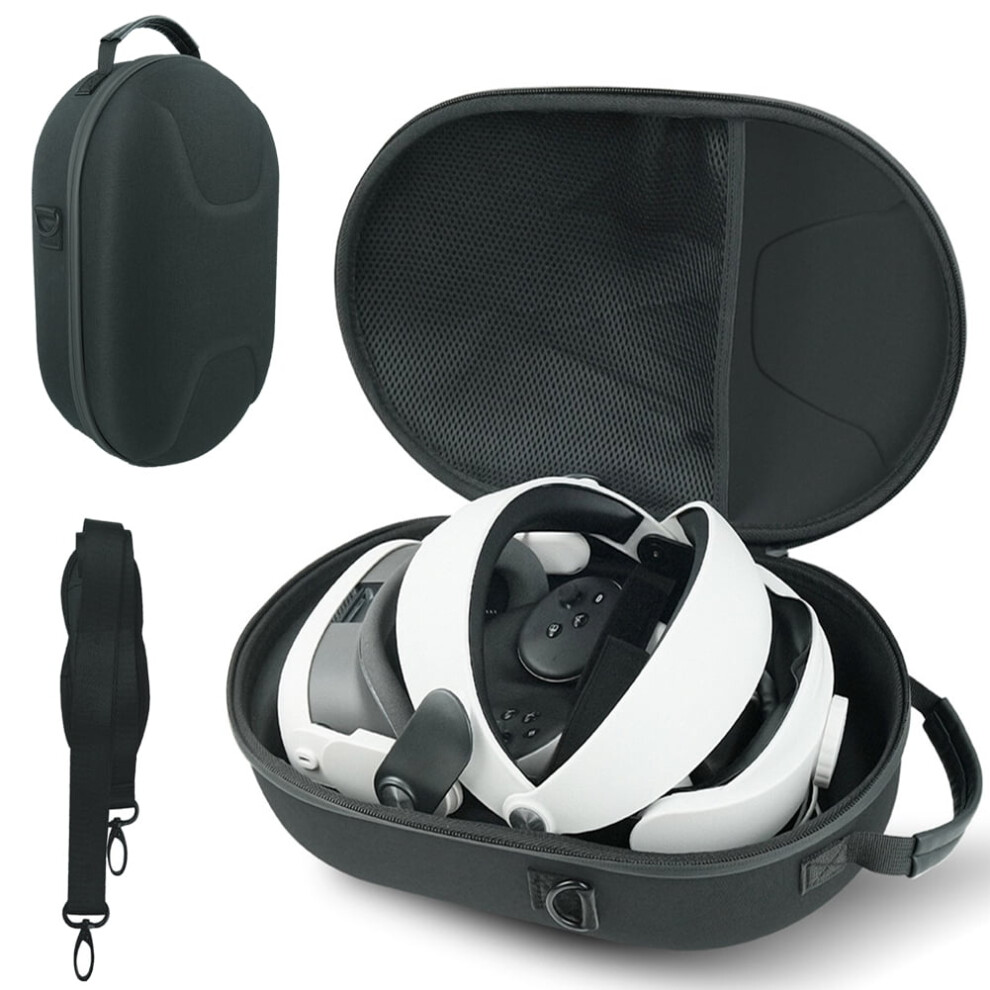 Carrying Case For Meta Quest 3 Vr Headset & Controllers, Waterproof Shockproof Portable Bag With Mesh Pocket & Shoulder Strap 9482828482403
