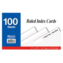 Fișe index BAZIC cu linie față-verso, pachet de 100 de bucăți
