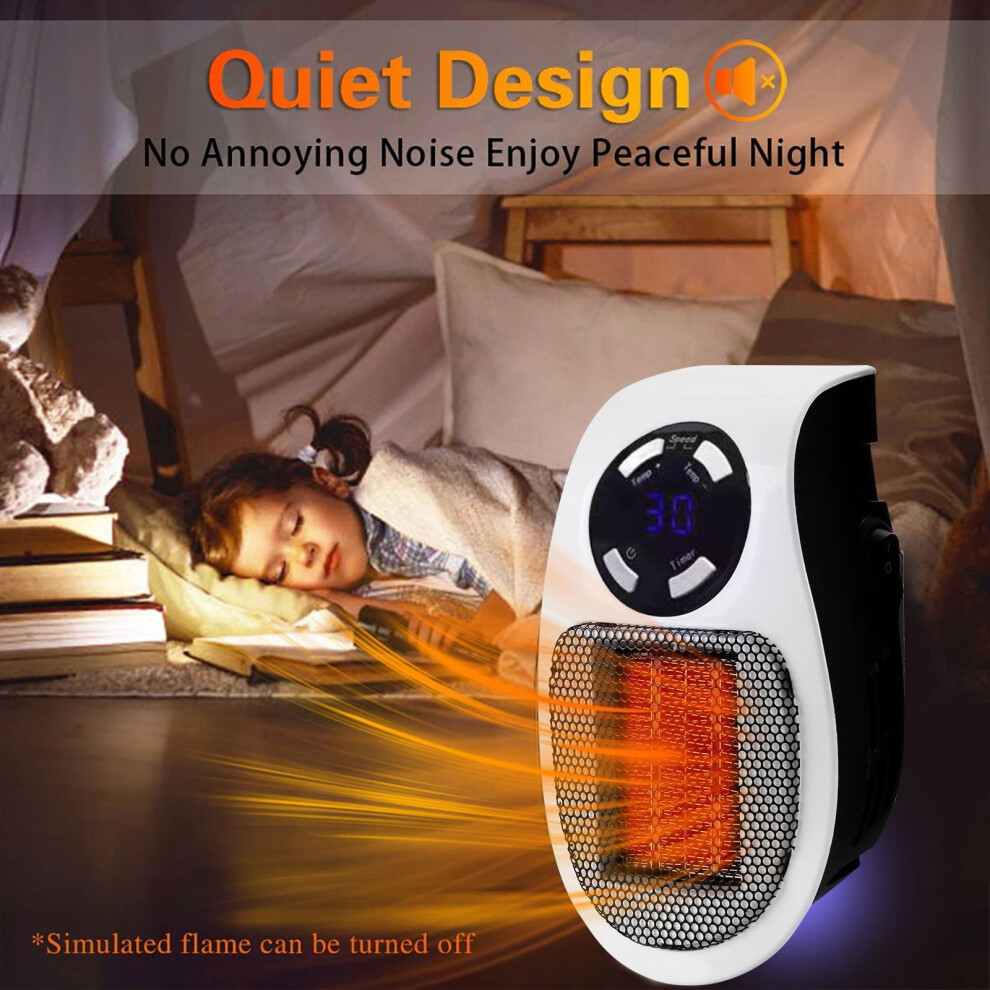 Wall Space Heater 500W With Remote, Portable Electric Heater Compatible With Csa, Programmable Thermostat, Overheat Protection, Led Display 9557311161476