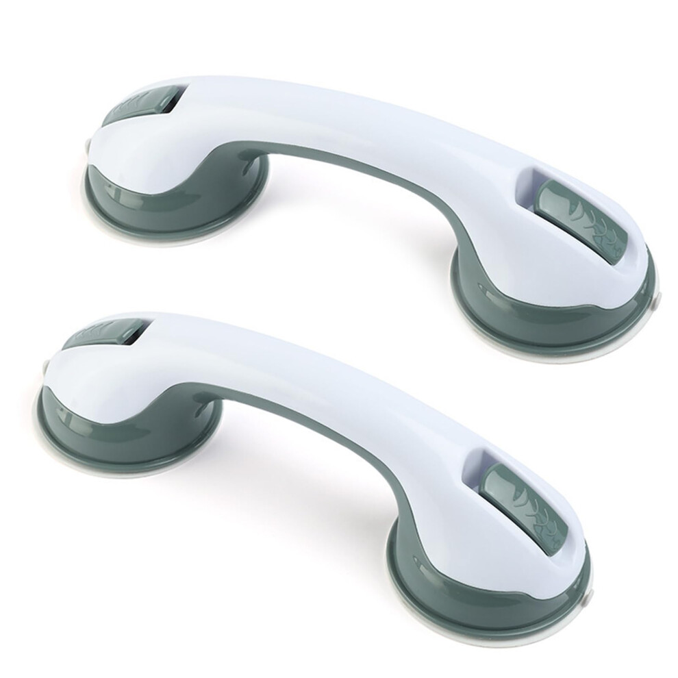 White/Green 2 Pack Shower Grab Bars With Locking Latches For Bathroom Safety, Elderly, Handicap, Injury, Kids, Nonslip