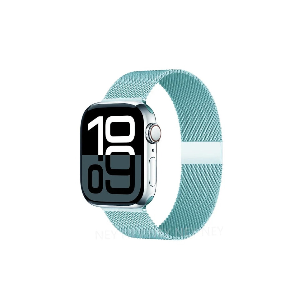 Milanese Loop Band Compatible With Apple Watch 40Mm 41Mm 42Mm 44Mm 45Mm 46Mm 49Mm Iwatch Series 9 8 7 6 5 Se Ultra 2 Starlight Turquoise 9173940180482