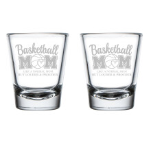 Set of 2 Shot Glasses 1.75oz Shot Glass Basketball Mom Louder & Prouder Funny