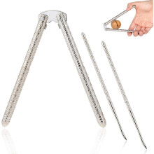 Ensemble de 3 casse-noix en acier inoxydable avec 2 fourchettes, compatible avec les noix de pécan, les noix, les homards et les crabes.