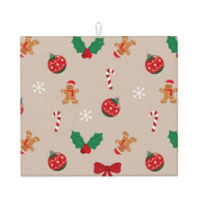 Tapis égouttoir à vaisselle Joyeux Noël pour plan de travail, en microfibre, à absorption rapide.