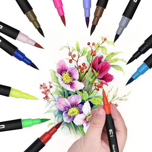 Μαρκαδόροι NOGIS Art Brush για ηλικίες 8-12 ετών, συμβατοί με βιβλία ζωγραφικής ενηλίκων, 2