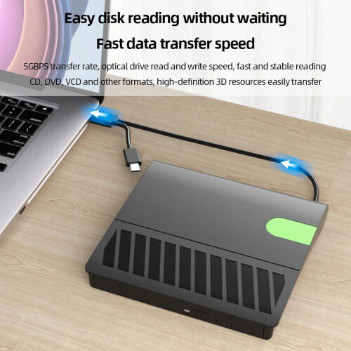 Lecteur/graveur DVD/CD externe mince USB 3.0 Type-C pour ordinateur portable/PC (D) 2