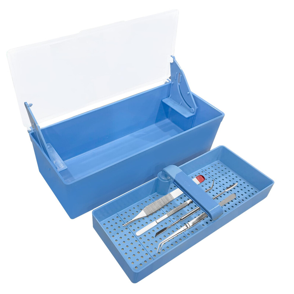 Dental Instrument Sterilization Box With Automatic Lifting Tray For Dental And Nail Tools, Blue 9164114995483