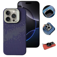 Compatibel met iPhone 16 Pro/Pro Max: hoesje van koolstofvezel, lenshouder met standaard, ultradunne, slanke en lichtgewicht beschermhoes met textuur