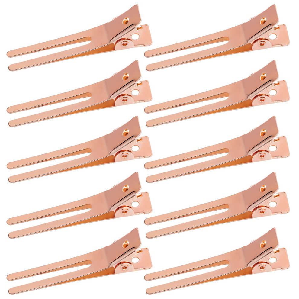 Gold 50Pcs Rose Hairdressing Curl Clips 1.8 Inch Double Prong Metal For Styling And Sectioning