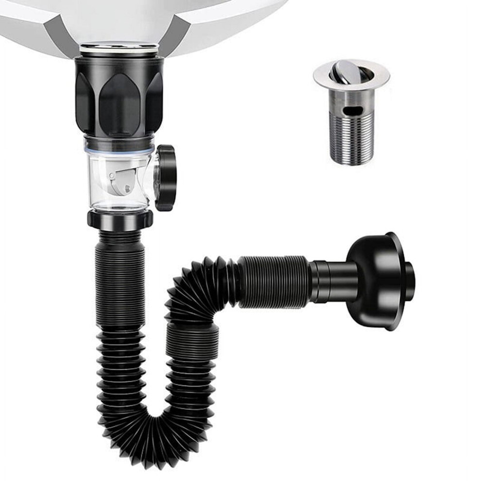 Bathroom Sink Drain Kit With Flexible Expandable P-Trap Sink Drain Pipe Tube Anti-Odor Bathroom Sink Drain Pipe 9482828485947
