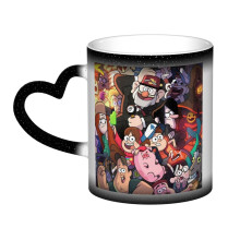 Gravity Falls Ceramic Mug 11 Oz Black, Compatible with Gravity Falls, Cute Coffee Cup for Christmas, Unique Design with Handle for Home Office