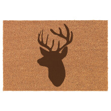 Deer Head with Antlers Hunting Doormat Brown Natural Coir Rectangular Front Entry Non Slip Door Mat (16 in. x 24 in.)