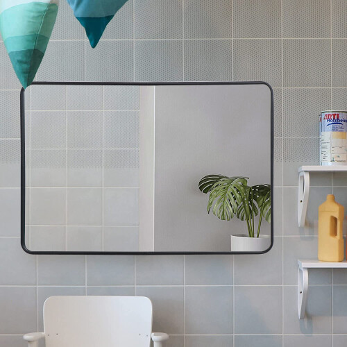 24" x 36" Black Metal Framed Bathroom Mirror Rectangular Wall Mount Mirror 2