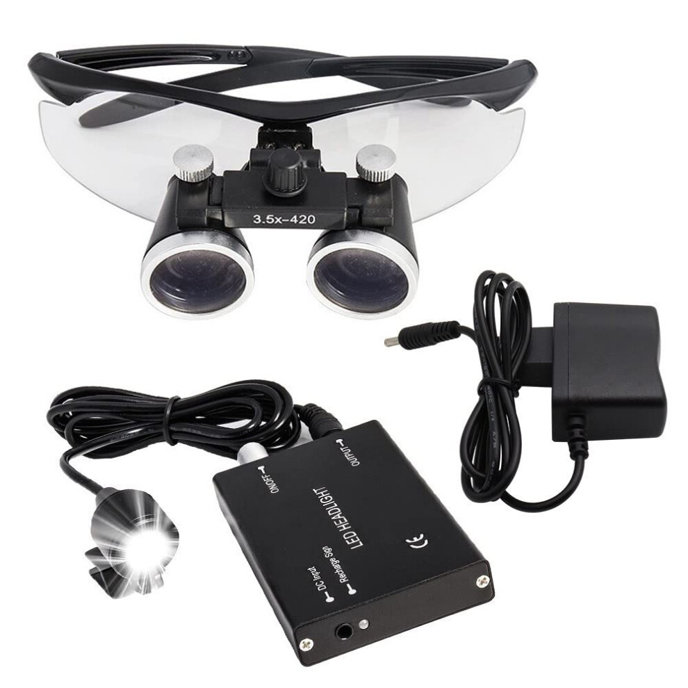 Black Dental Surgical Loupes 3.5X 2.5X Medical Binocular Magnifier With Hands Headband And Clear Vision Optics
